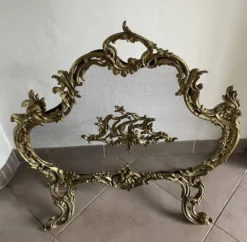 Paravent de cheminée vintage de style français en bronze ouvragé