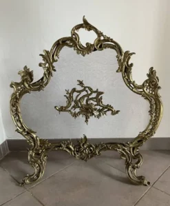 Paravent de cheminée vintage de style français en bronze ouvragé