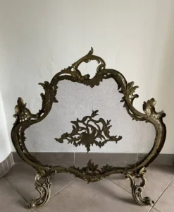 Paravent de cheminée vintage de style français en bronze ouvragé