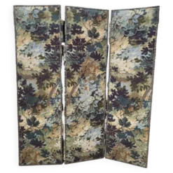 Paravent à trois panneaux, tapissé style Verdure, années 50 – France