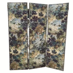 Paravent à trois panneaux, tapissé style Verdure, années 50 – France