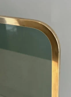 Pare-Feu Design à Panneau Unique en Verre Teinté Vert avec Cadre en Laiton