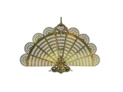 Pare-feu français vintage en laiton, motif paon, XXe siècle