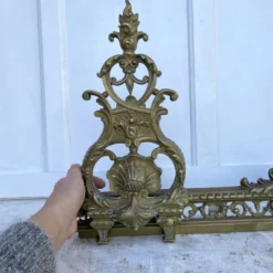 Parure de cheminée en laiton, chenets style napoléon III