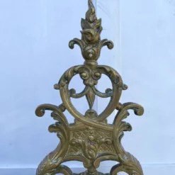 Parure de cheminée en laiton, chenets style napoléon III