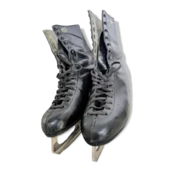Patins à glace vintage Alain Giletti en cuir noir