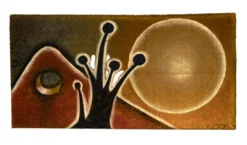 Paysage avec Soleil et Lune, Peinture Textile, années 1970
