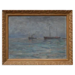 Paysage marin avec des voiliers - Herman Van den Berghe, vers 1900-1920