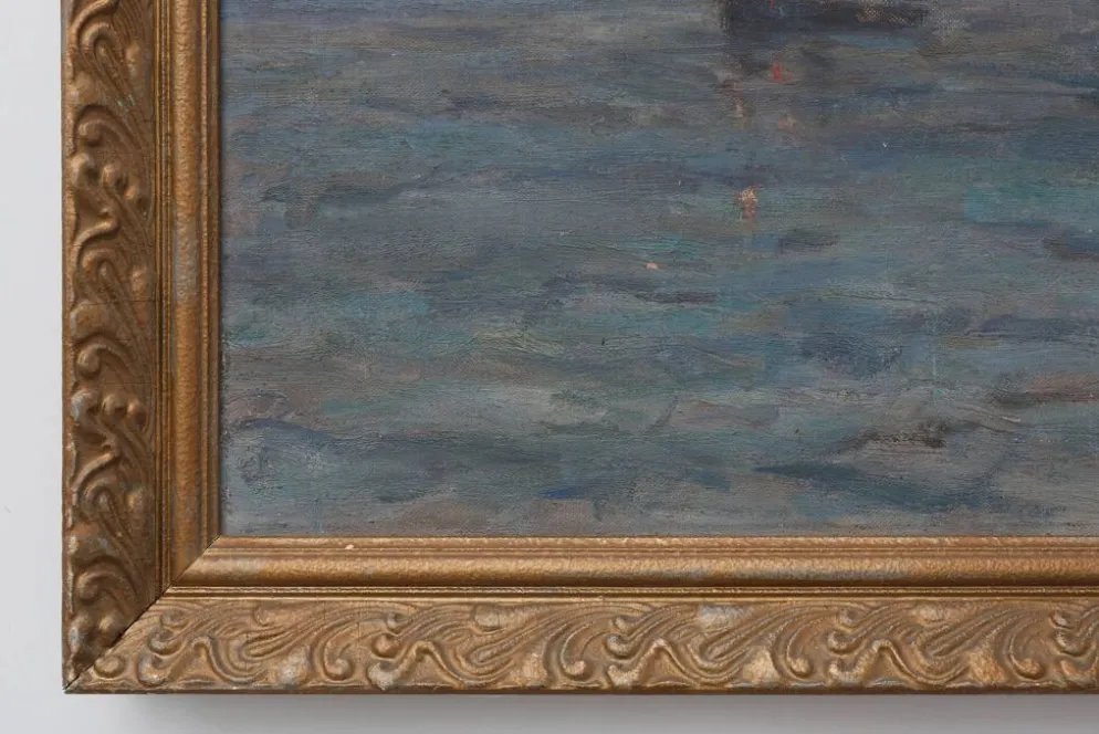 Paysage marin avec des voiliers - Herman Van den Berghe, vers 1900-1920