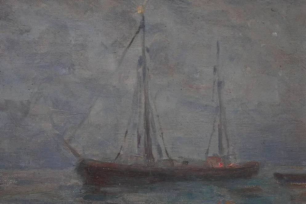 Paysage marin avec des voiliers - Herman Van den Berghe, vers 1900-1920