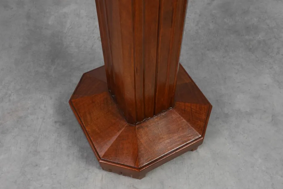 Pédestal Art Déco en chêne et marbre, France, années 1920