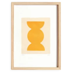 Peinture abstraite jaune signé eawy