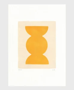 Peinture abstraite jaune signé eawy