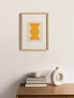 Peinture abstraite jaune signé eawy
