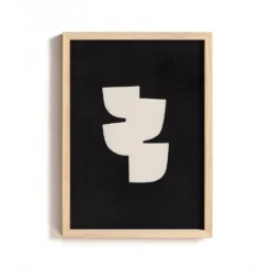 Peinture abstraite noire minimaliste sur papier signée Eawy