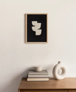 Peinture abstraite noire minimaliste sur papier signée Eawy
