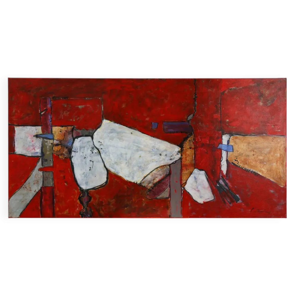 Peinture abstraite par Roeland Peperkamp, années 1990, huile sur toile