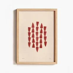 Peinture abstraite sur papier illustration rouge foncé signée Eawy
