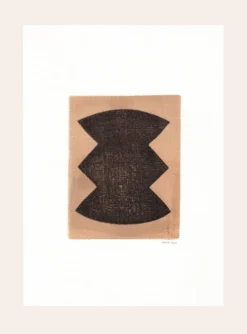 Peinture abstraite sur papier encadrée signée Eawy col. marron et noir