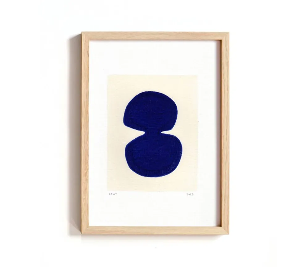 peinture abstraite sur papier bleue outremer signée Eawy