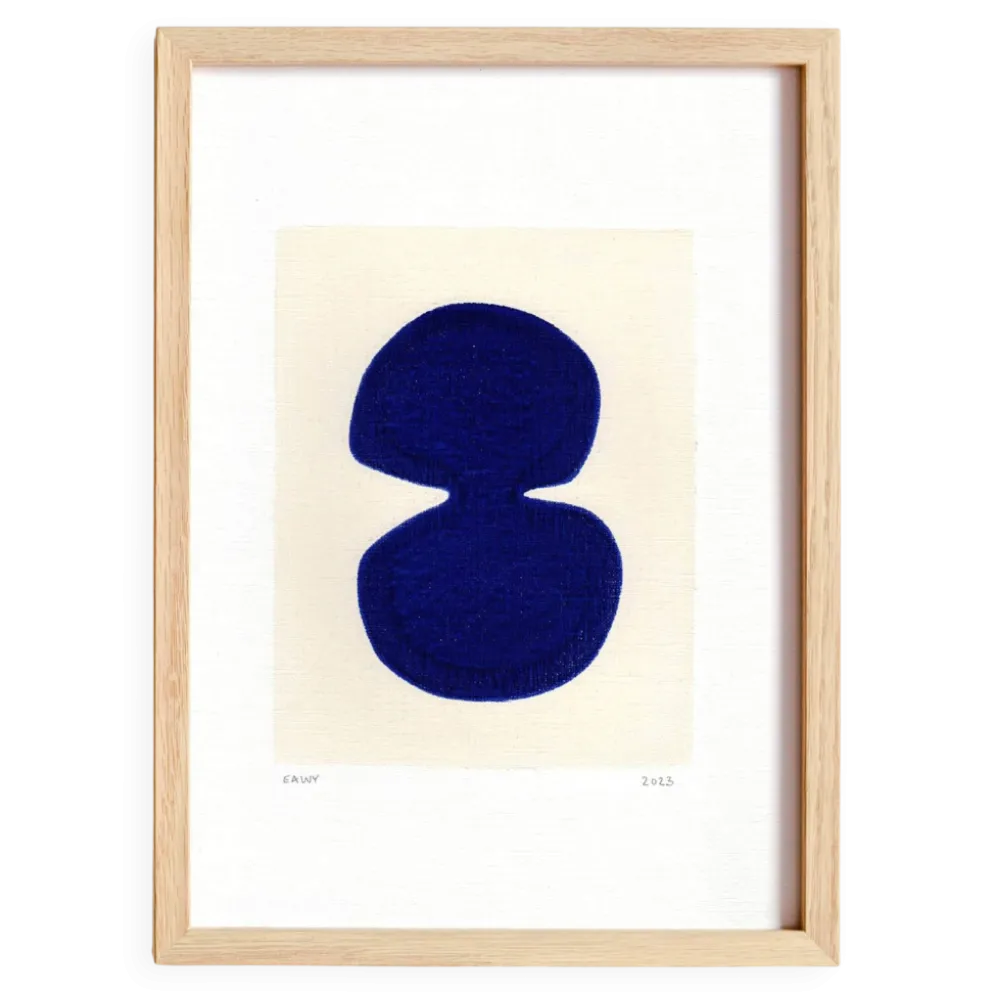 peinture abstraite sur papier bleue outremer signée Eawy