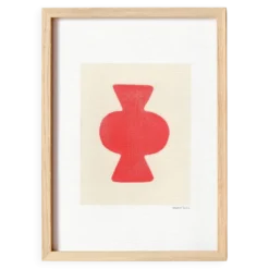 Peinture abstraite sur papier col.rouge primaire signée Eawy