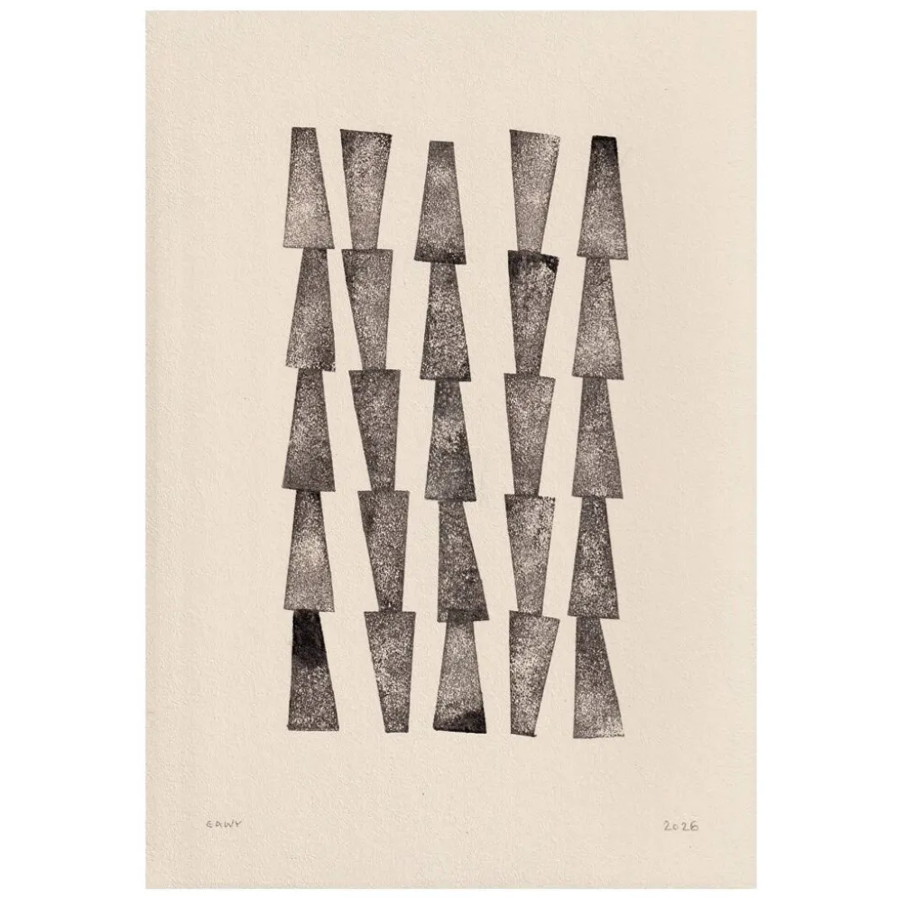 Peinture abstraite sur papier signée Eawy