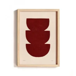 Peinture abstraite sur papier illustration rouge foncé signée Eawy