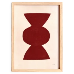 Peinture abstraite sur papier illustration rouge foncé signée Eawy