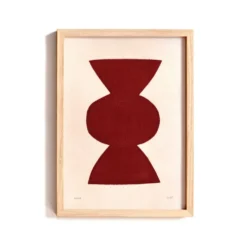 Peinture abstraite sur papier illustration rouge foncé signée Eawy