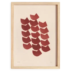 Peinture abstraite sur papier illustration rouge foncé signée Eawy