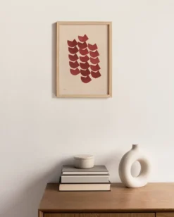 Peinture abstraite sur papier illustration rouge foncé signée Eawy