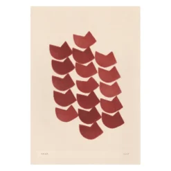 Peinture abstraite sur papier illustration rouge foncé signée Eawy