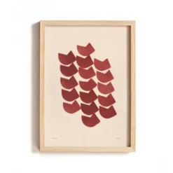 Peinture abstraite sur papier illustration rouge foncé signée Eawy