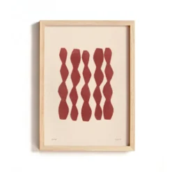 Peinture abstraite sur papier illustration rouge foncé signée Eawy