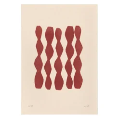 Peinture abstraite sur papier illustration rouge foncé signée Eawy