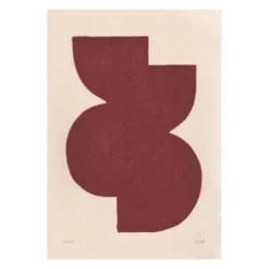 Peinture abstraite sur papier illustration rouge foncé signée Eawy