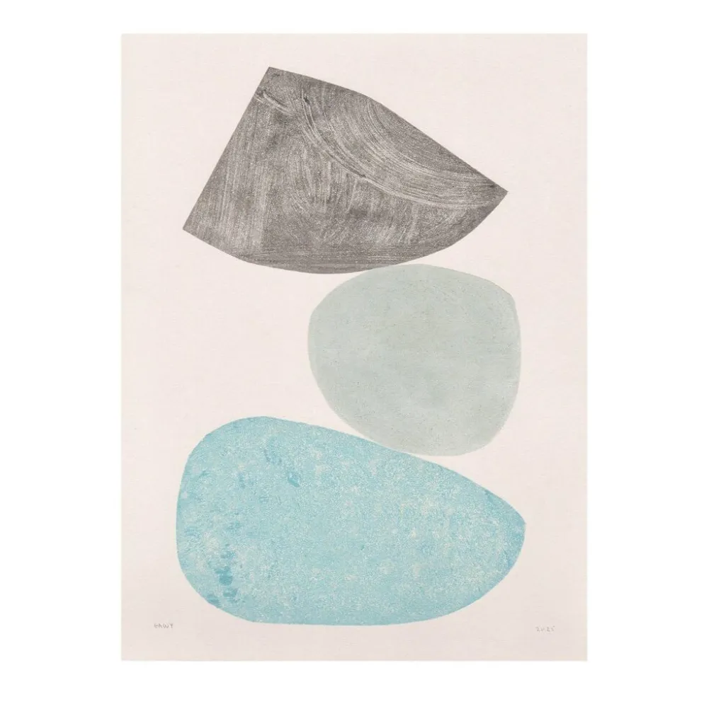 Peinture abstraite sur papier - illustration galets signée eawy