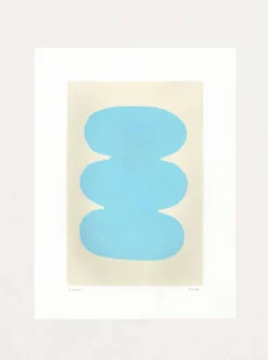 Peinture abstraite sur papier - illustration bleu clair signée eawy
