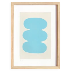 Peinture abstraite sur papier - illustration bleu clair signée eawy
