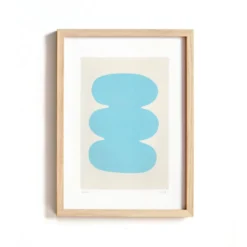 Peinture abstraite sur papier - illustration bleu clair signée eawy