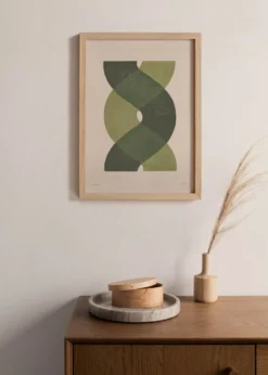 Peinture abstraite sur papier - illustration vert sauge signée Eawy