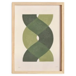 Peinture abstraite sur papier - illustration vert sauge signée Eawy