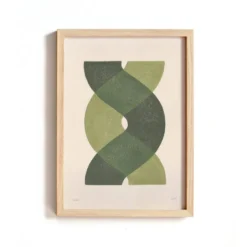 Peinture abstraite sur papier - illustration vert sauge signée Eawy