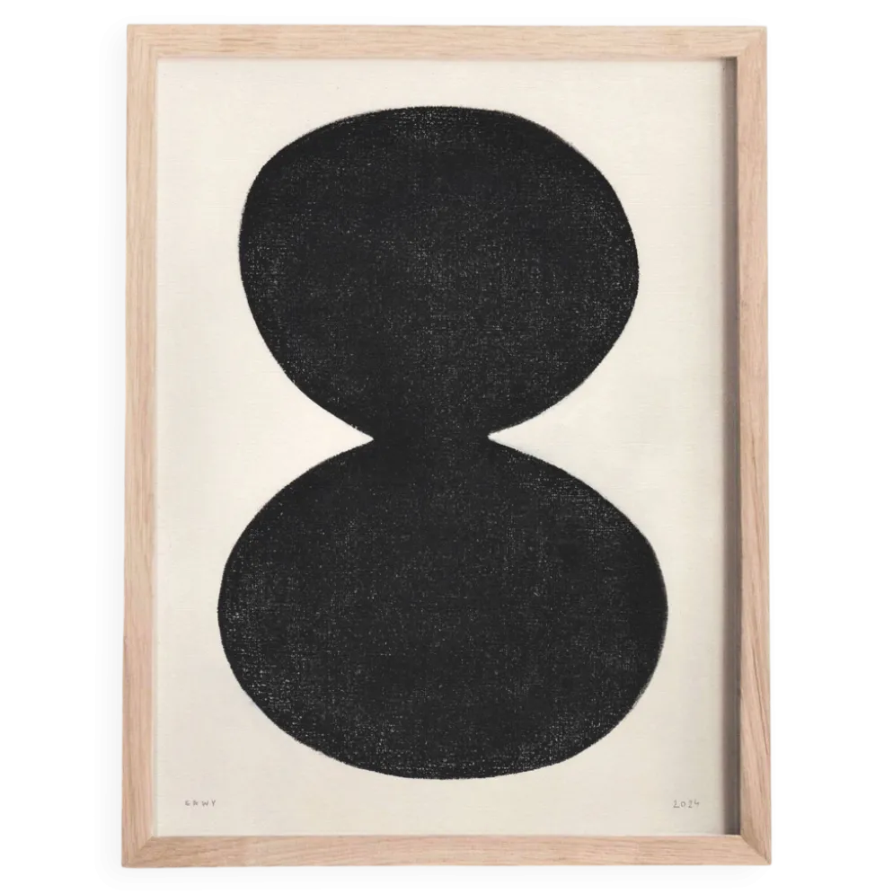 Peinture abstraite sur papier - illustration noire signée eawy