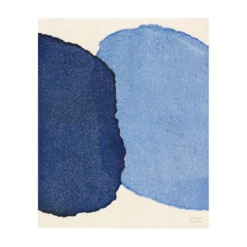 Peinture abstraite sur papier bleu signée Eawy