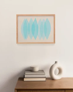Peinture abstraite 30x40cm illustration bleu glacier signée eawy