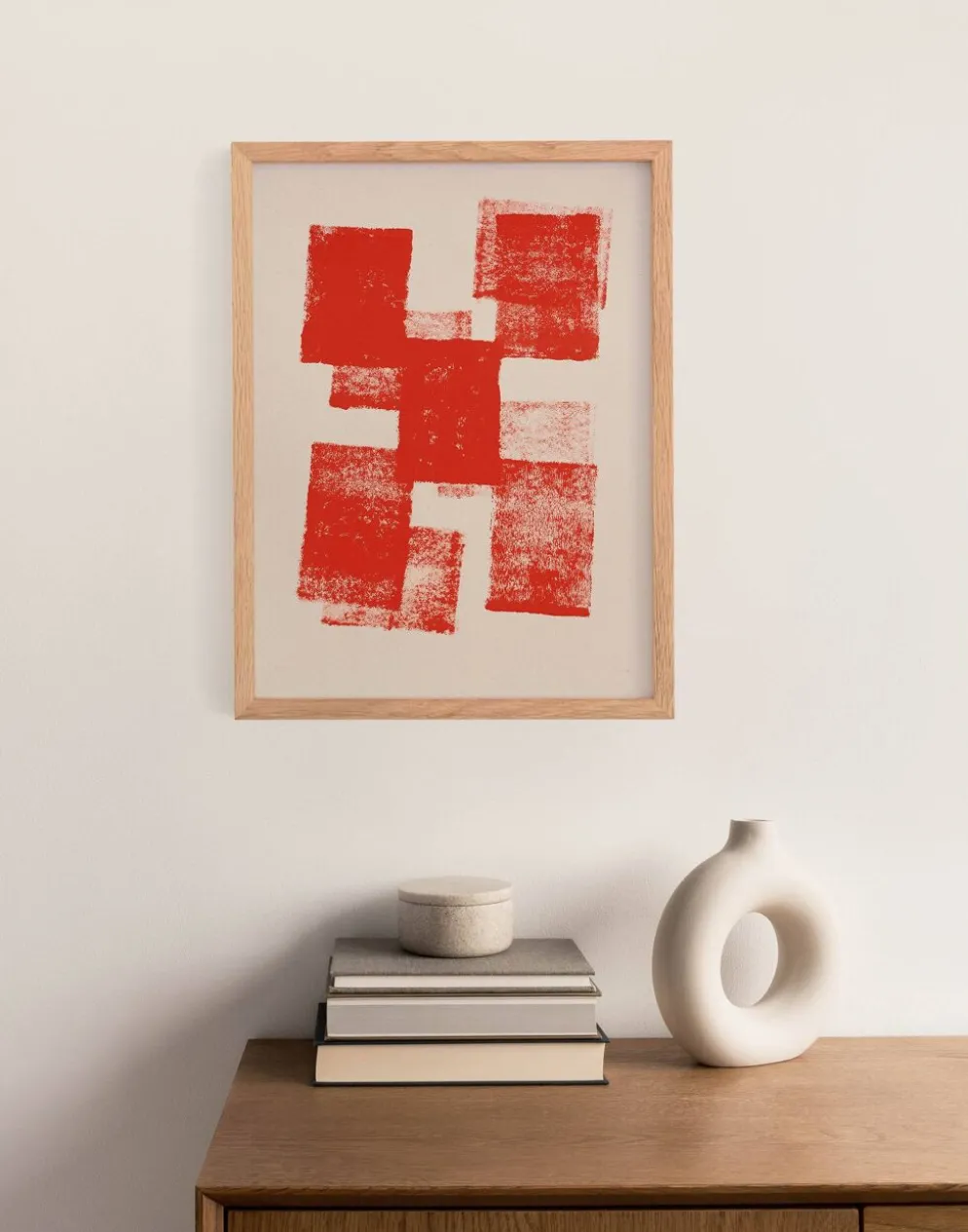 Peinture abstraite 30x40cm illustration rouge signée eawy