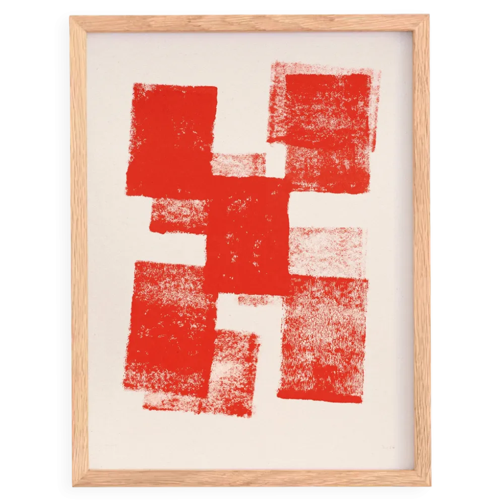 Peinture abstraite 30x40cm illustration rouge signée eawy