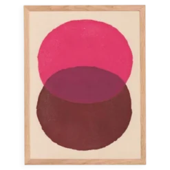 Peinture abstraite 30x40 illustration rose et marron signée Eawy